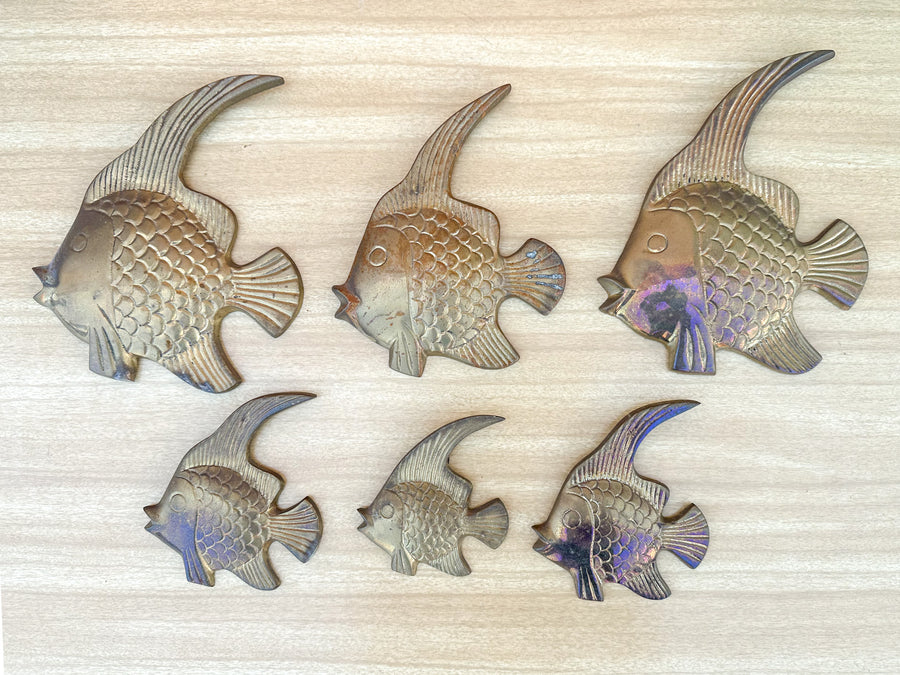 Set of Six Brass Angelfish