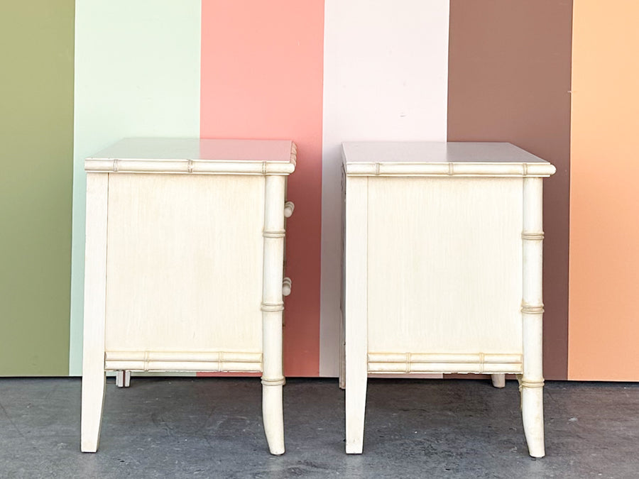 Pair of Dixie Aloha Faux Bamboo Nightstands