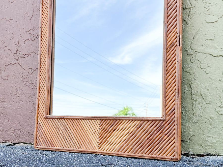 Cool Coastal Pencil Reed Rattan Mirror