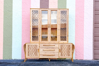 Old Florida Laminate and Rattan Cabinet