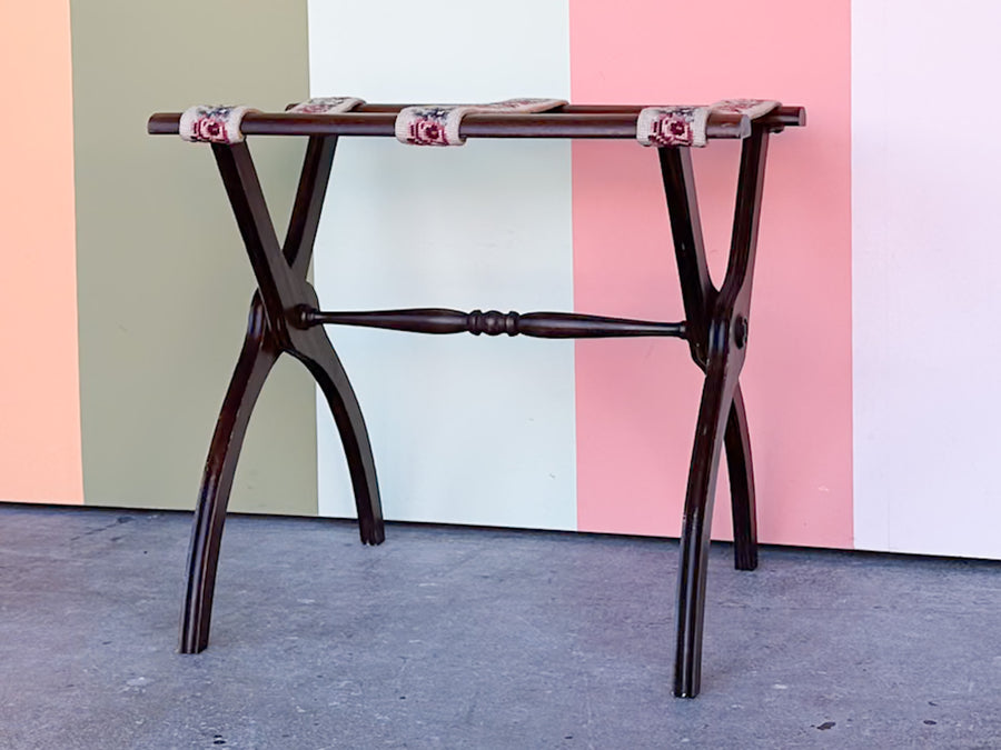 Handsome Needlepoint Luggage Rack