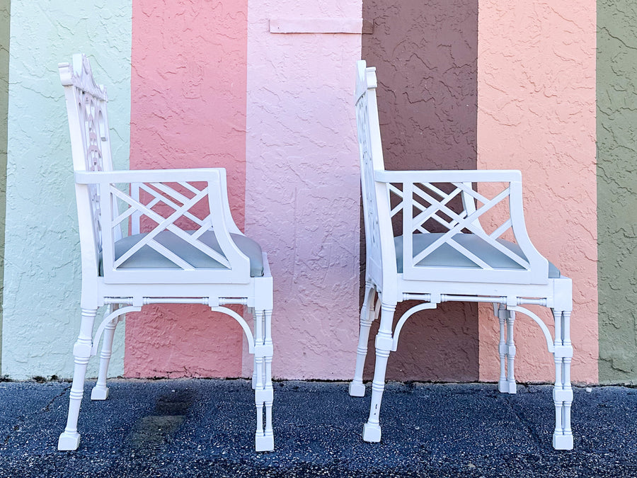 Set of Eight Fretwork Pagoda Dining Chairs