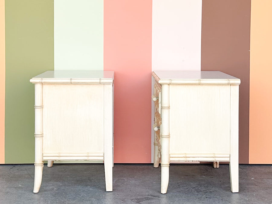 Pair of Dixie Aloha Faux Bamboo Nightstands