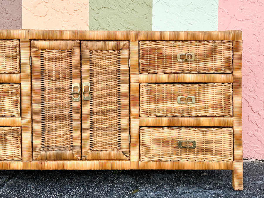 Coastal Chic Wicker Dresser