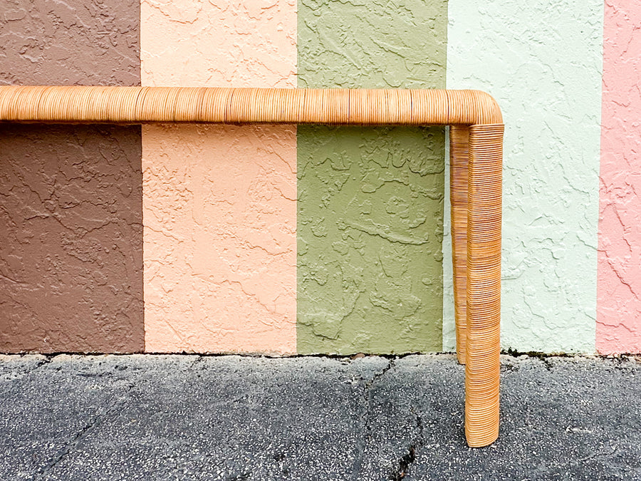 Billy Baldwin Style Rattan Wrapped Console
