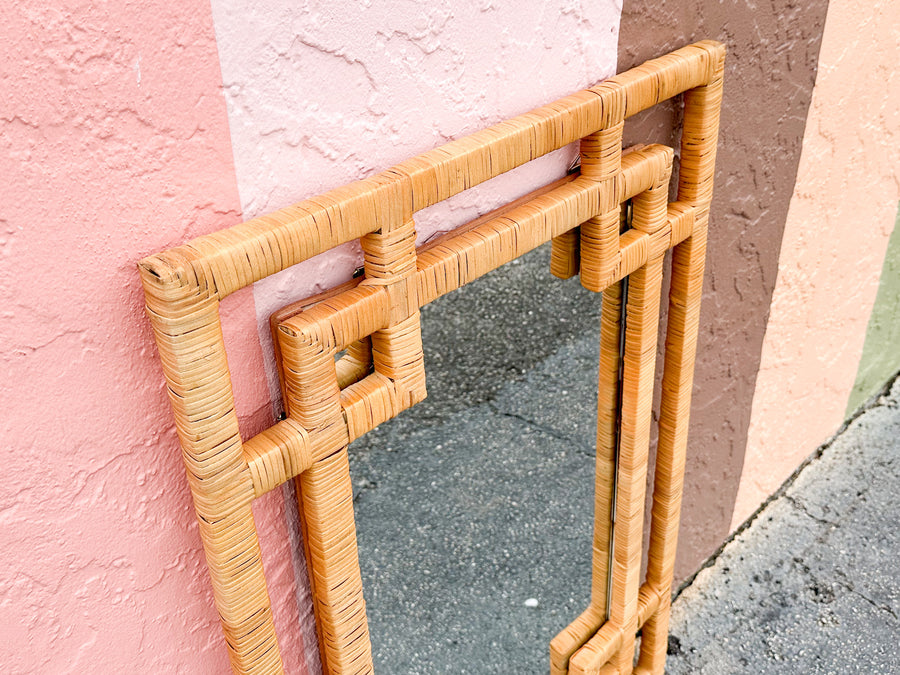 Coastal Chic Rattan Wrapped Mirror