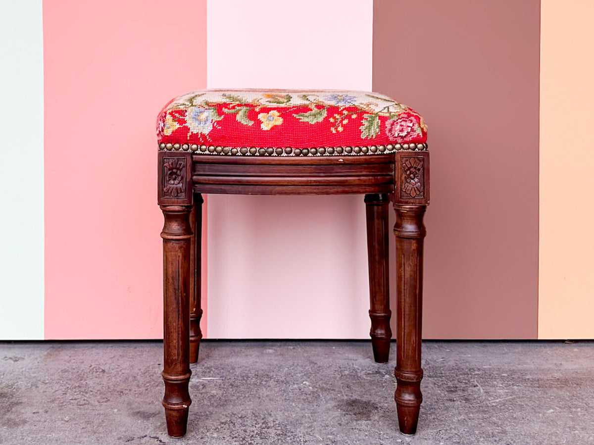Monkey Needlepoint Stool