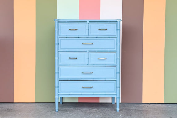 Painted Thomasville Faux Bamboo Tall Chest