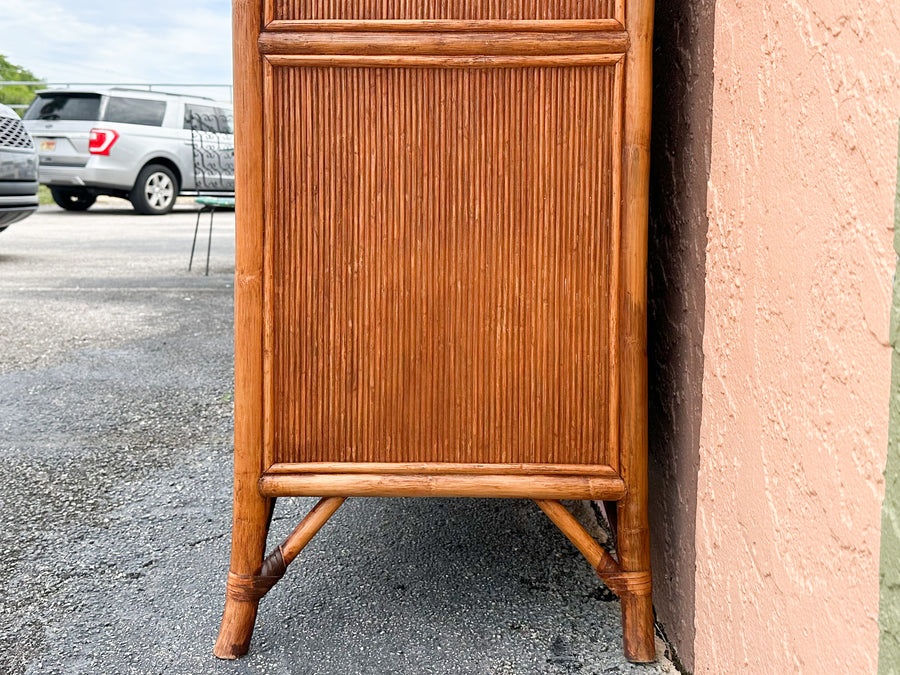 Island Style Pencil Reed Rattan Tall Chest