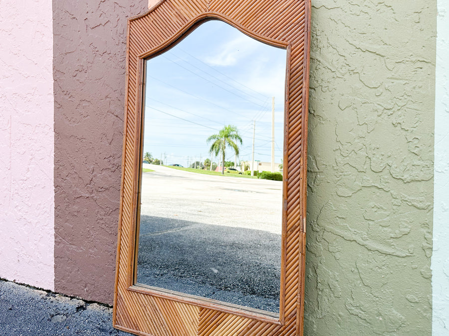 Cool Coastal Pencil Reed Rattan Mirror