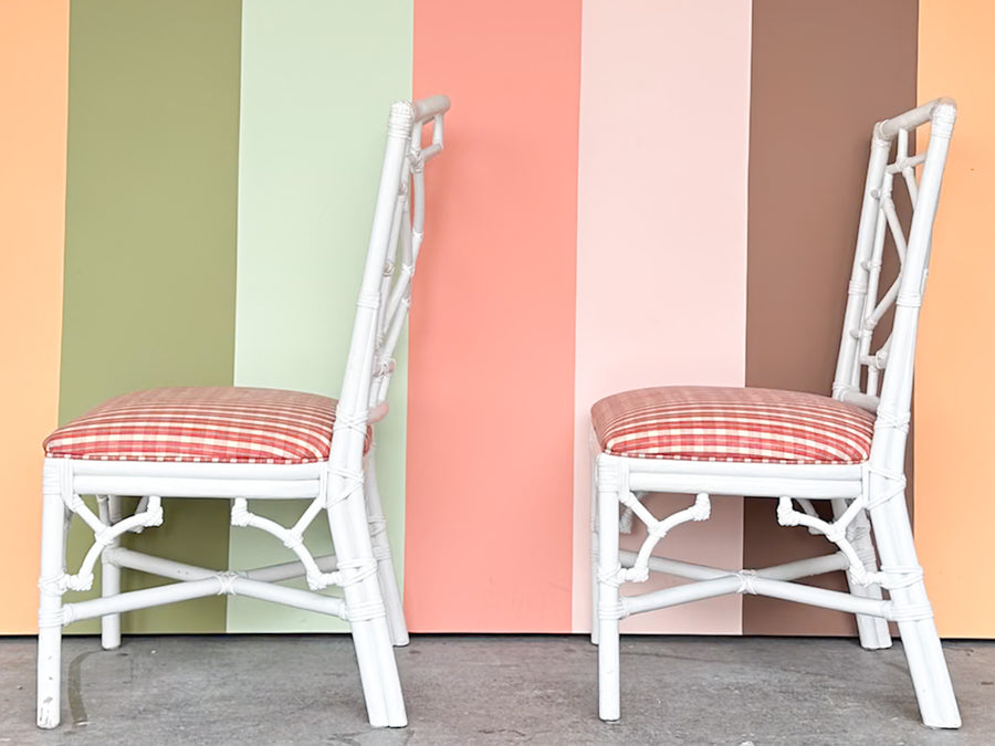 Pair of Fretwork Rattan Chairs