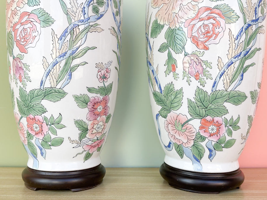 Pair of Pretty Floral Lamps