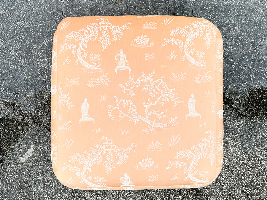 Peach Pagoda Upholstered Pouf