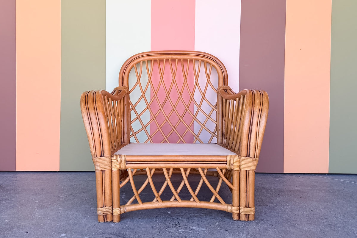 Rattan Lounge Chair and Ottoman