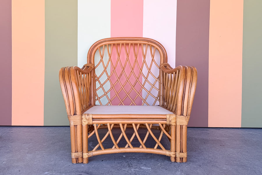 Rattan Lounge Chair and Ottoman