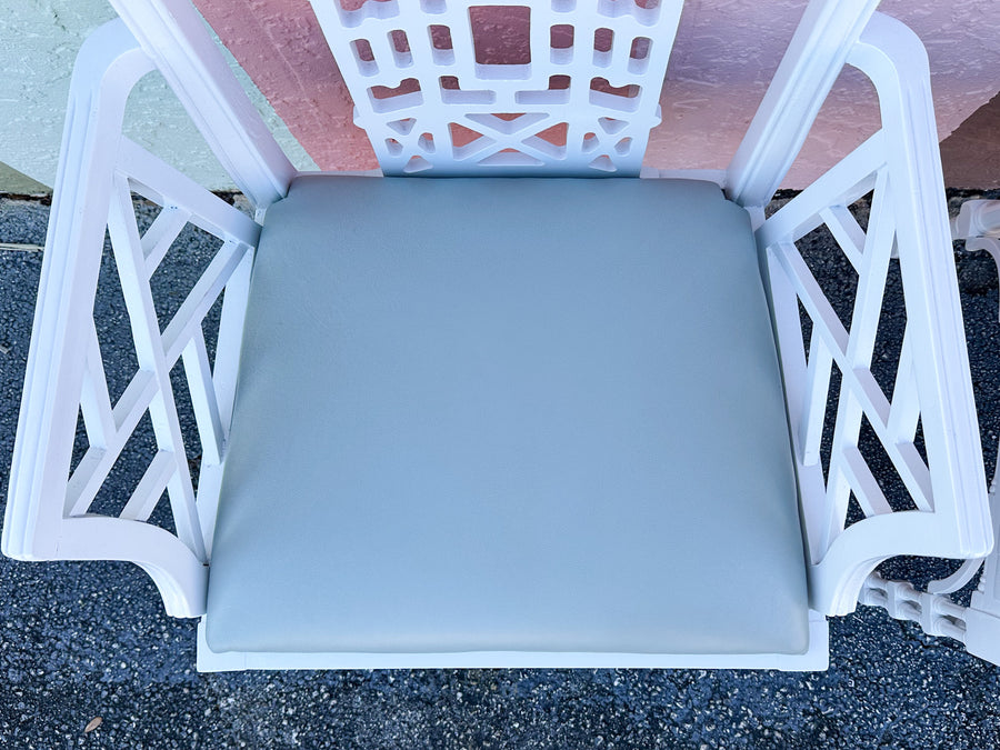 Set of Eight Fretwork Pagoda Dining Chairs