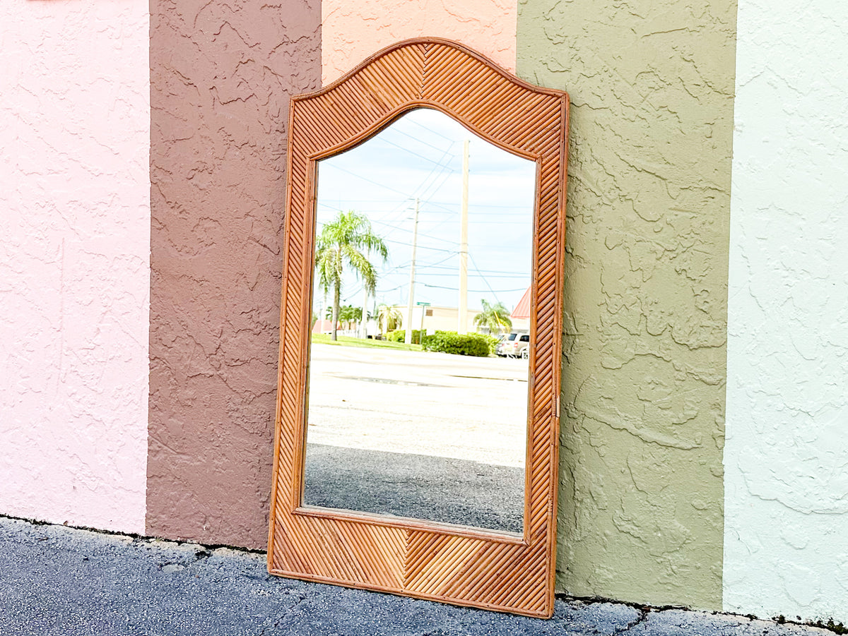 Cool Coastal Pencil Reed Rattan Mirror