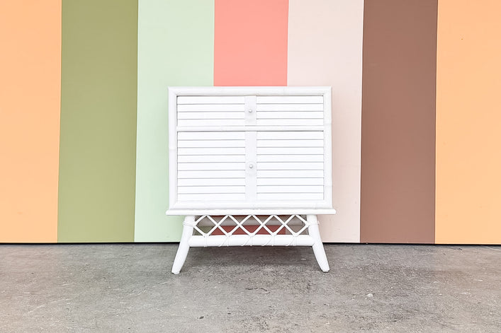 Faux Bamboo and Rattan Shutter Nightstand