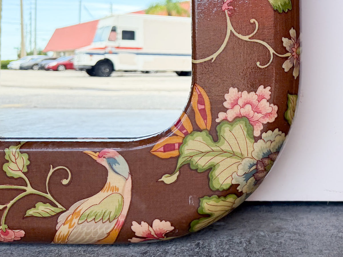Chinoiserie Chic Fabric Wrapped Mirror