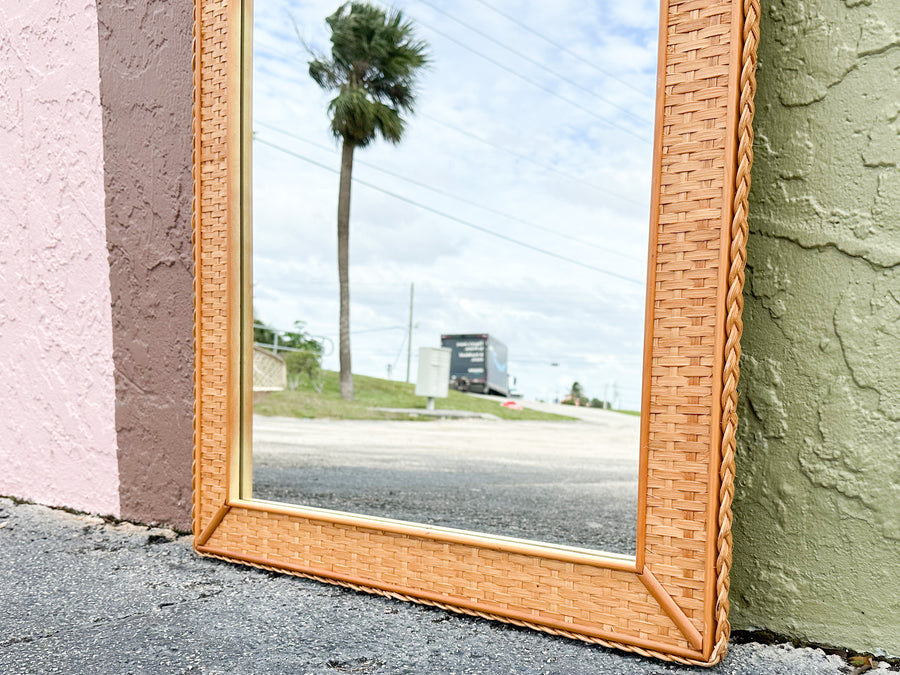 Braided Rattan Mirror