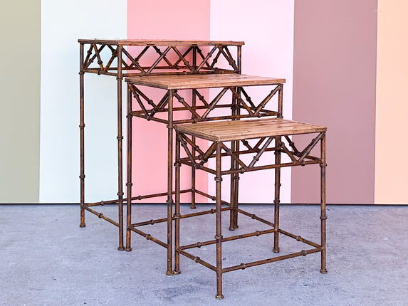 Metal Faux Bamboo Nesting Tables