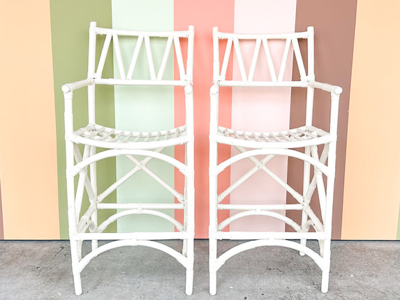 Pair of Rattan Director’s Chair Bar Stools