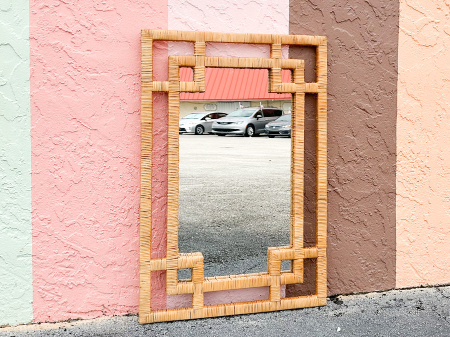 Coastal Chic Rattan Wrapped Mirror