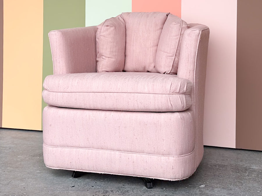 Pretty In Pink Upholstered Swivel Barrel Chair