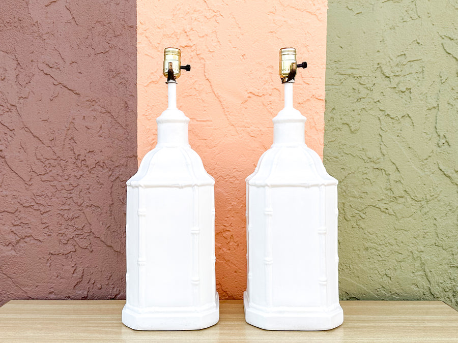 Pair of Palm Beach Chic Faux Bamboo Lamps