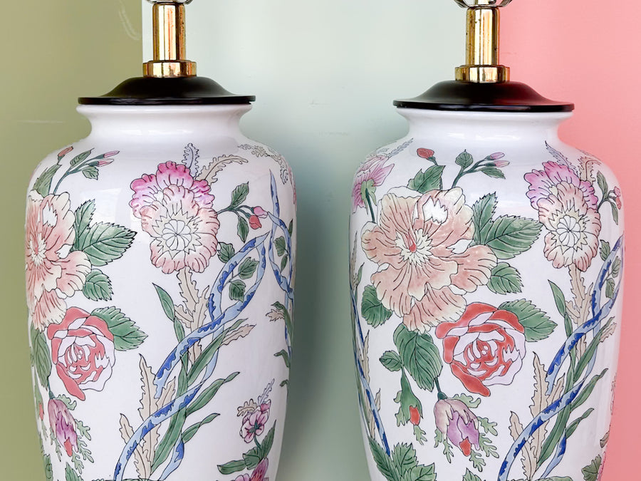 Pair of Pretty Floral Lamps