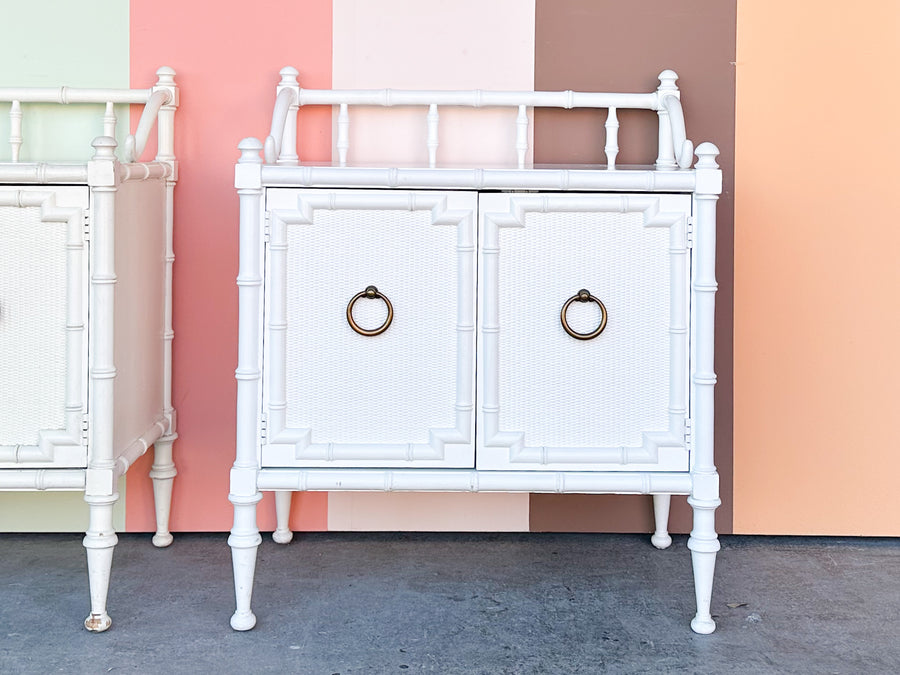 Pair of Drexel Faux Bamboo Nightstands