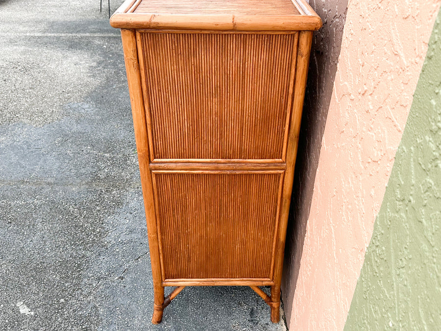 Island Style Pencil Reed Rattan Tall Chest