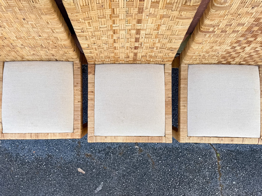 Set of Eight Baldwin Style Rattan Wrapped Dining Chairs