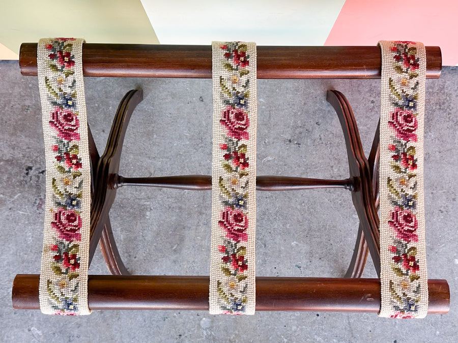 Handsome Needlepoint Luggage Rack