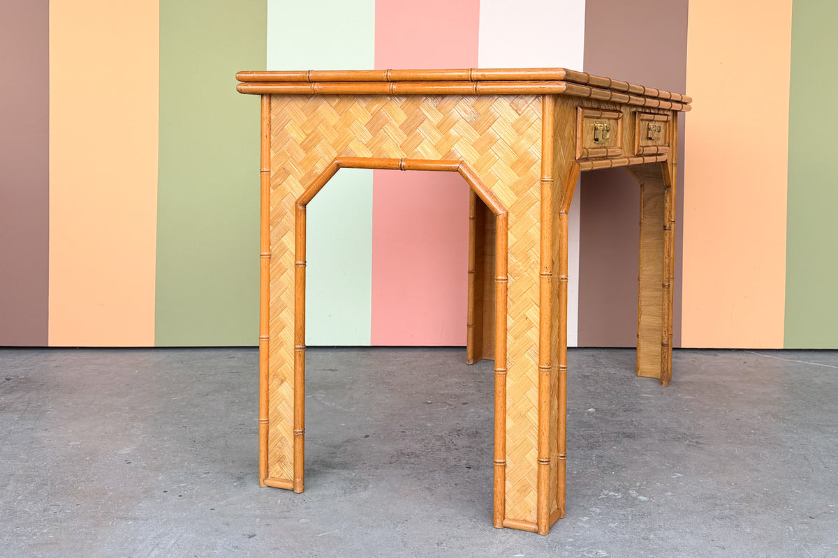 Old Florida Parquet Rattan Desk