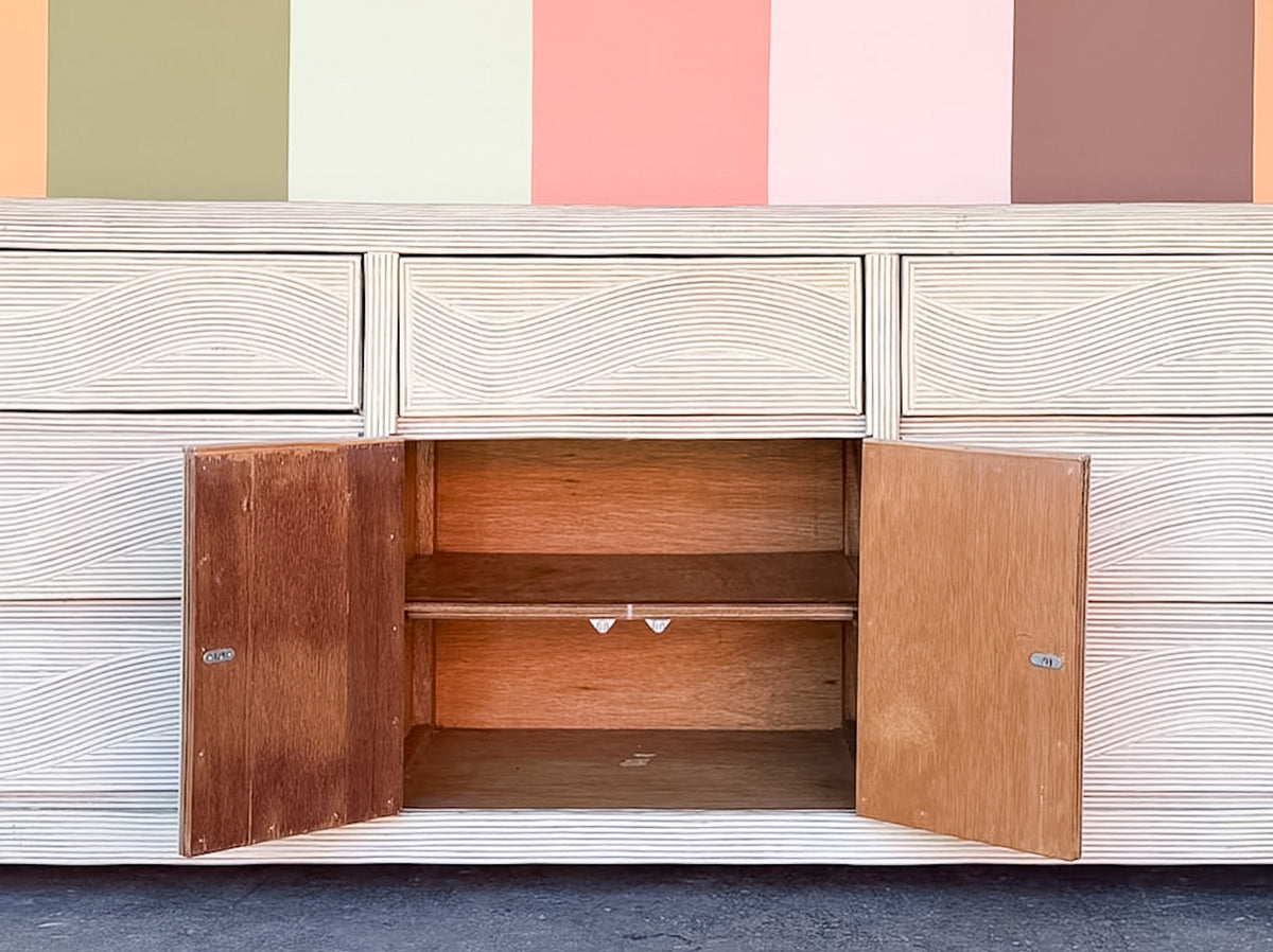 Coastal Cool Pencil Reed Rattan Credenza