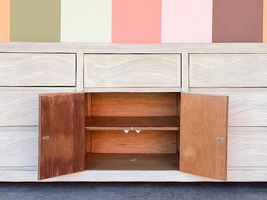 Coastal Cool Pencil Reed Rattan Credenza