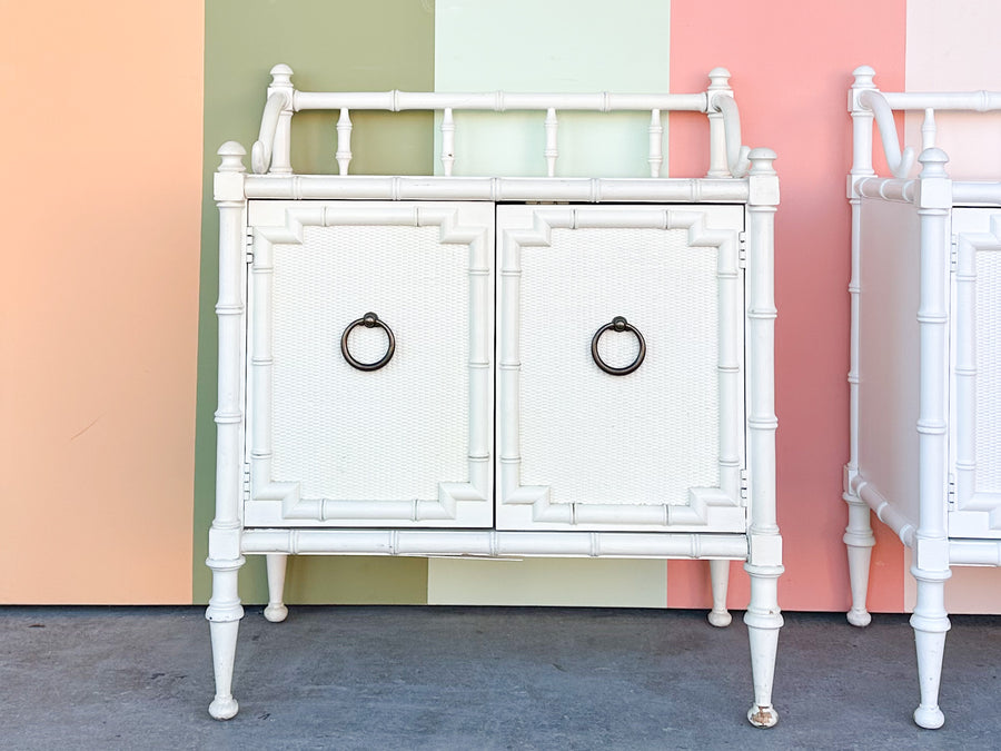 Pair of Drexel Faux Bamboo Nightstands