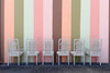 Set of Six Newly Painted Cane and Wood Dining Chairs