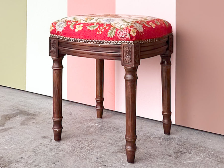 Monkey Needlepoint Stool