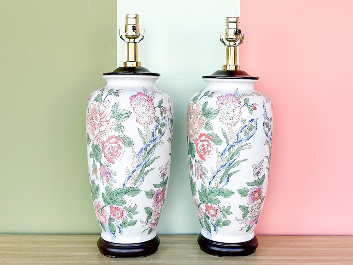 Pair of Pretty Floral Lamps