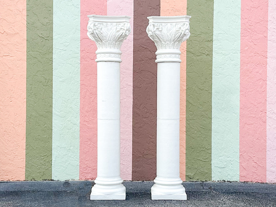 Pair of Plaster Monkey Columns