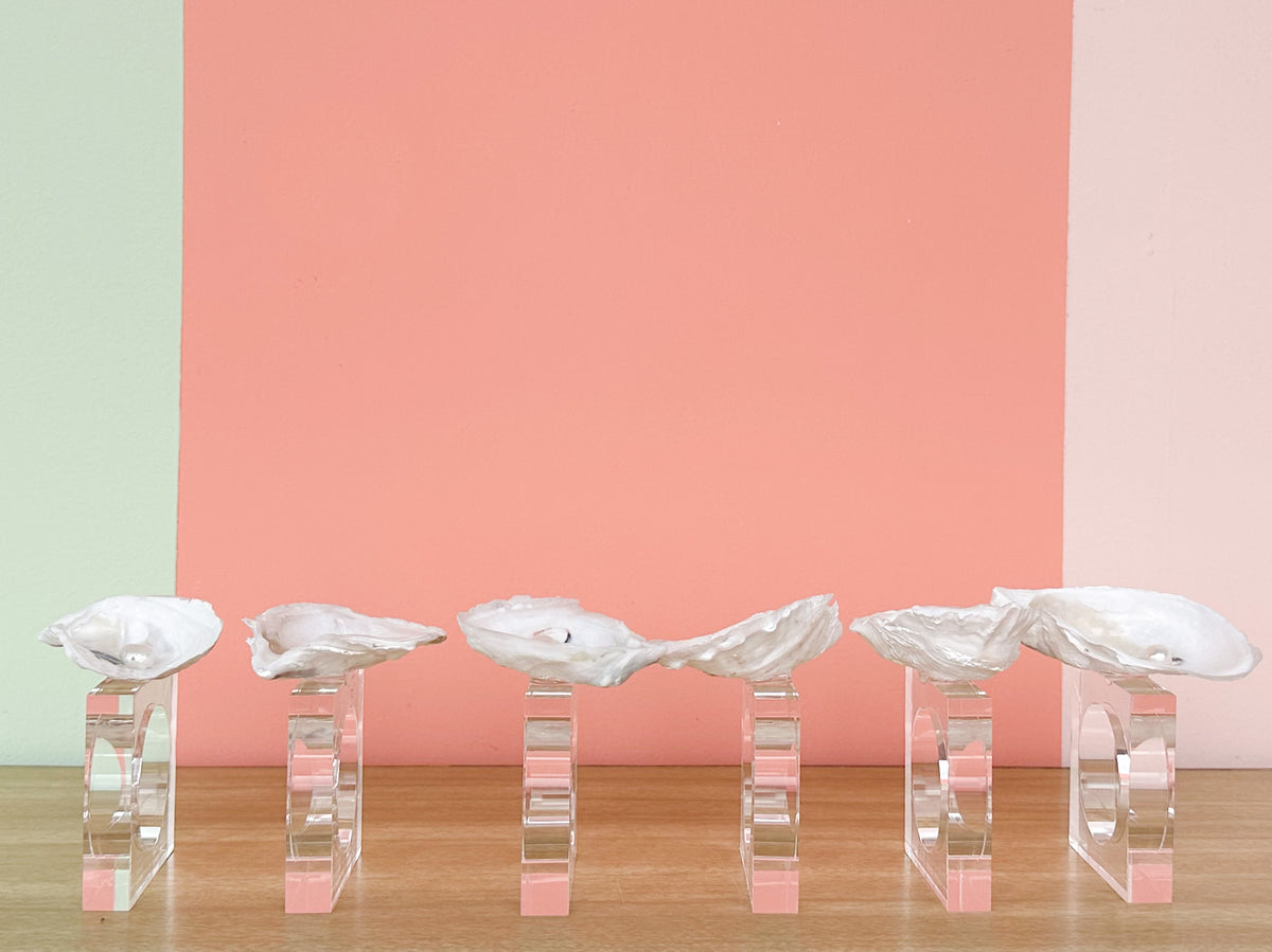 Set of Six Oyster and Pearl Napkin Rings