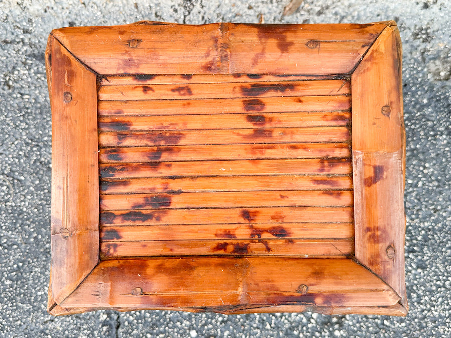 Set of Three Tortoiseshell Rattan Nesting Tables