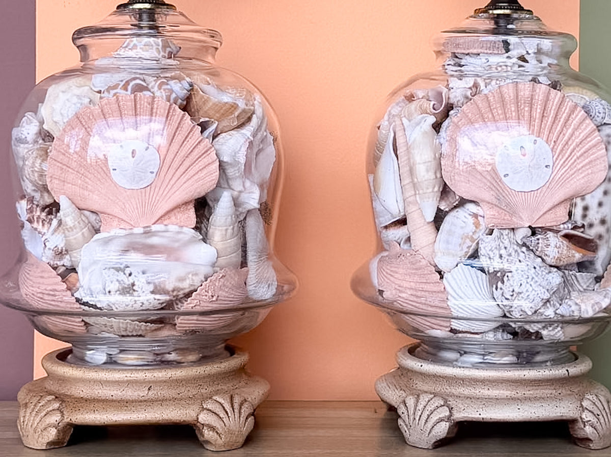 Pair of Petite Old Florida Shell Lamps