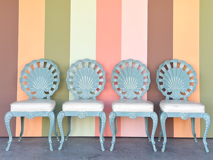 Palm Beach Chic Grotto Shell Back Outdoor Dining Set