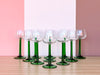 Set of Eleven Green Stemware