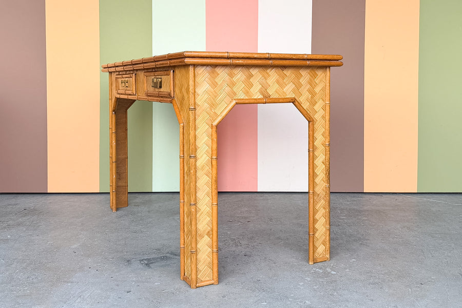 Old Florida Parquet Rattan Desk