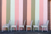 Set of Six Newly Painted Cane and Wood Dining Chairs