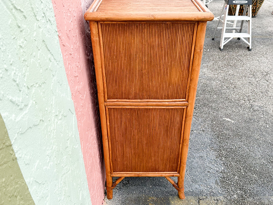 Island Style Pencil Reed Rattan Tall Chest